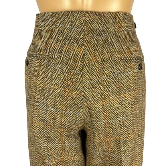 Asos Harris Tweed 100% Wool Cropped Trouser 32 Brown Multicolor Herringbone - Picture 8 of 16